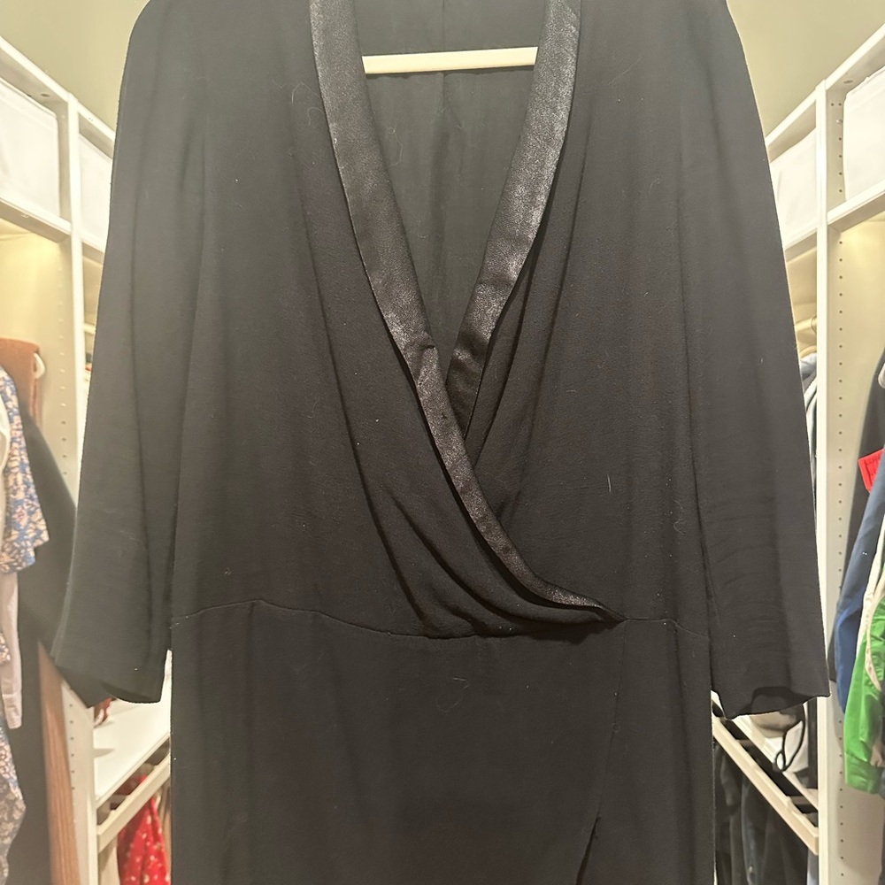 ba&sh Black Satin-Trimmed Dress
